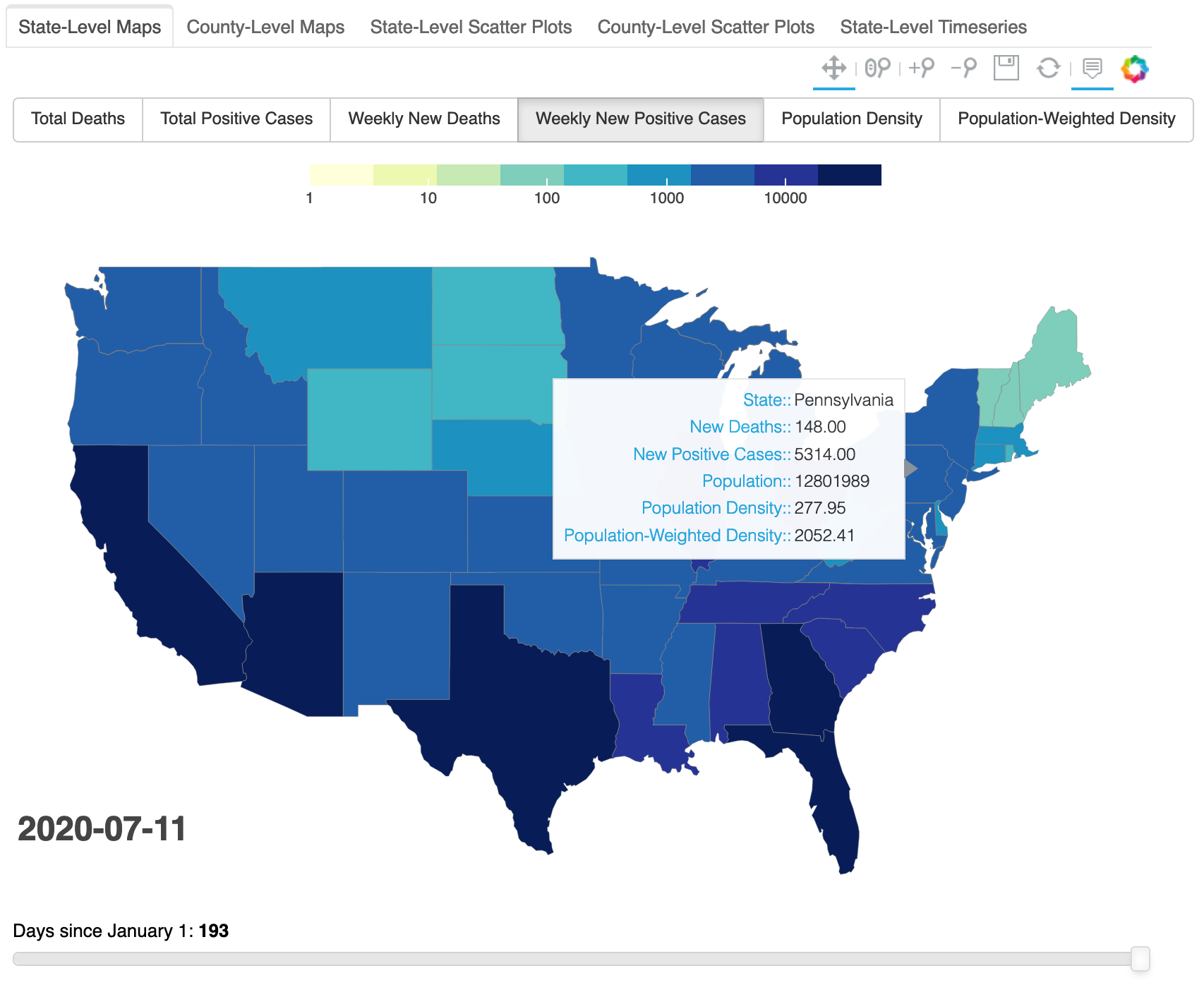 COVID-19 Dashboard: State-Level Maps