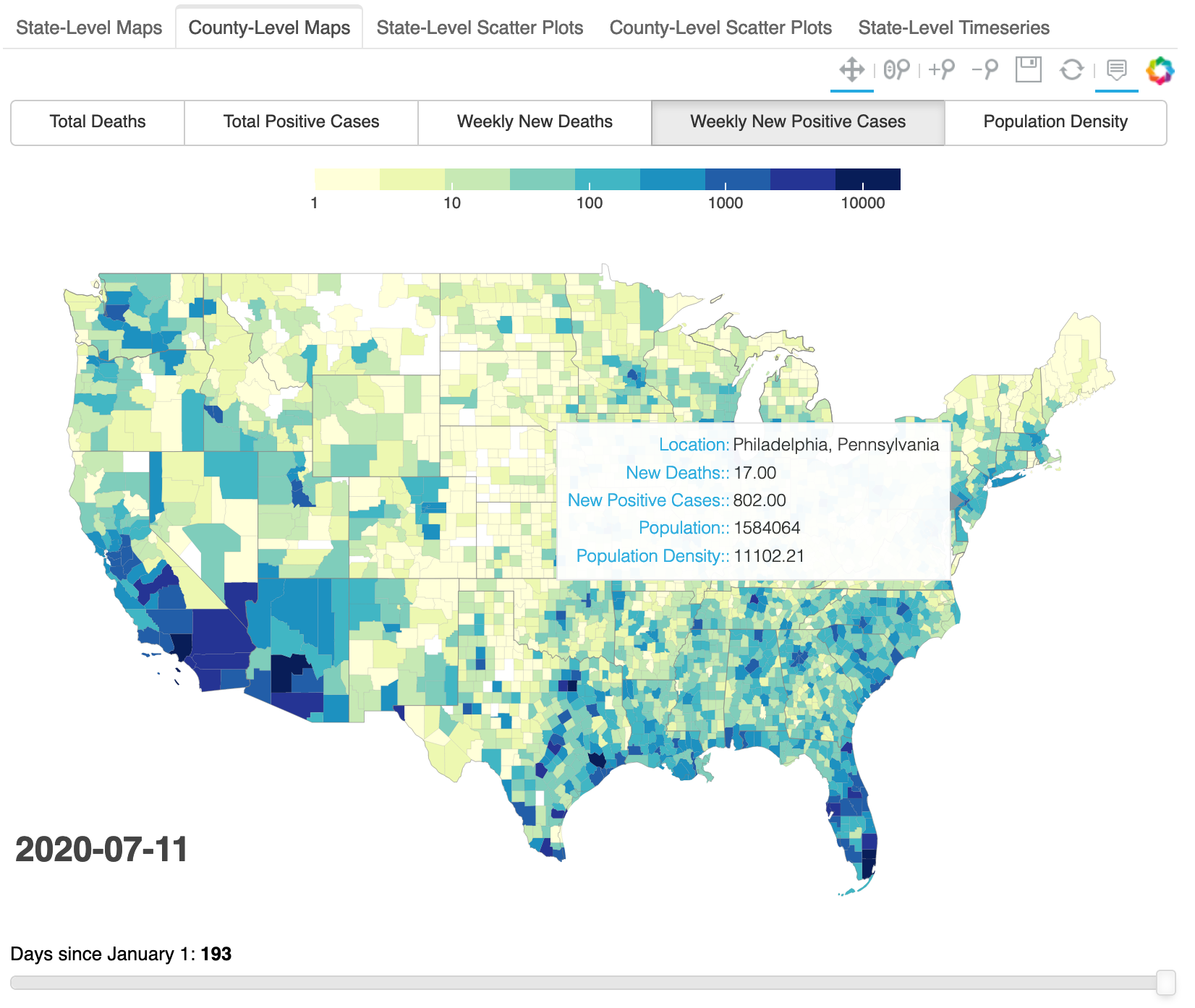 COVID-19 Dashboard: County-Level Maps